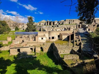 View of Pompeii archaeological ruins during a private tour from Sorrento